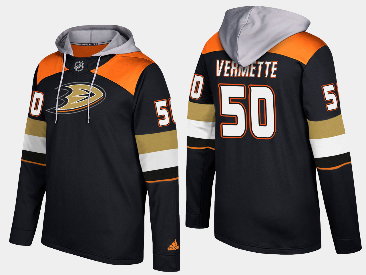Men NHL Anaheim ducks #50 antoine vermette black hoodie->anaheim ducks->NHL Jersey